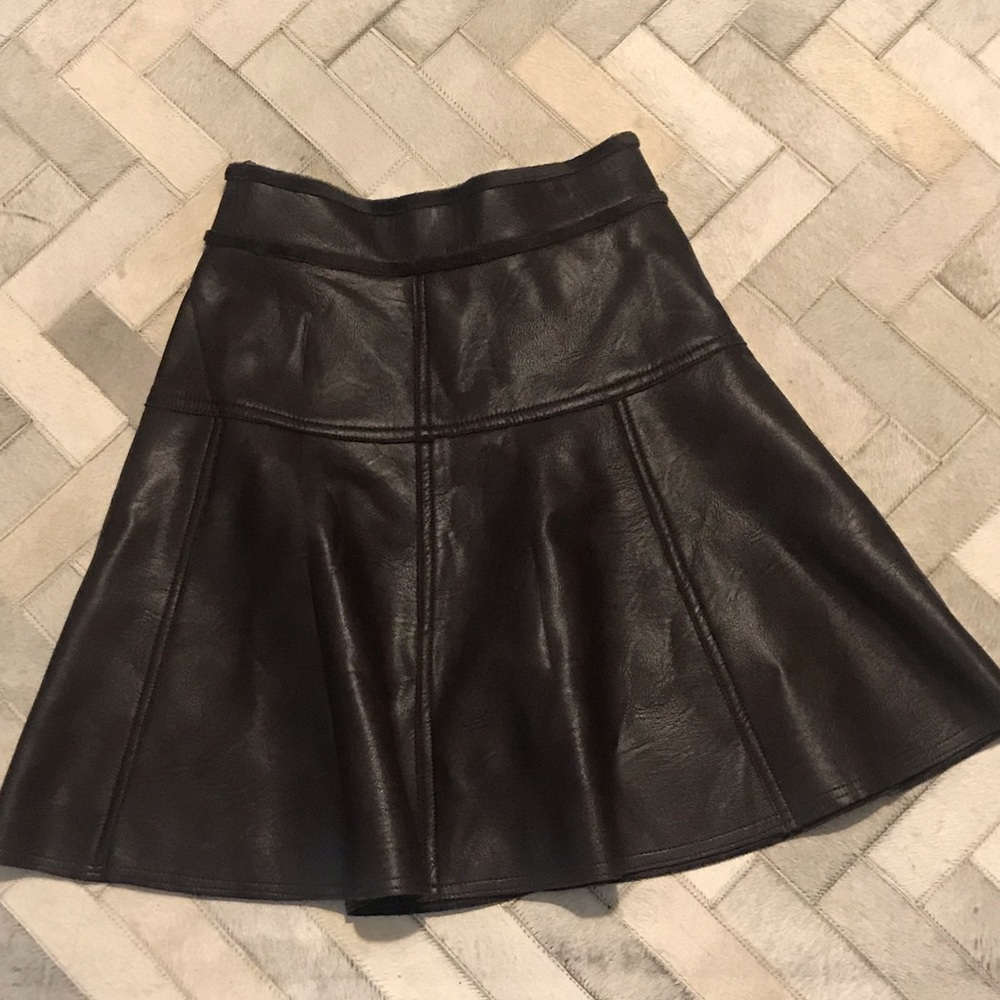 NWOT dark brown leather skirt